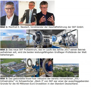 Am 14. Juli erfolgte auf dem Gelände des Schweinfurter „Werks 3“ von SKF der offizielle Spatenstich zum Bau des leistungsfähigsten Großlager-Prüfzentrums der Welt. Im Interview erläutert Manfred E. Neubert, Vorsitzender der Geschäftsführung der SKF GmbH, die Beweggründe für die 40-Millionen-Investition und warum Schweinfurt dadurch zu einer Art „Großlager-Metropole“ heranwächst.