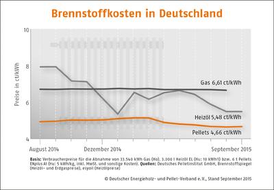 Brennstoffkosten (Deutscher Energieholz- und Pelletverband e.V. / Solvis)