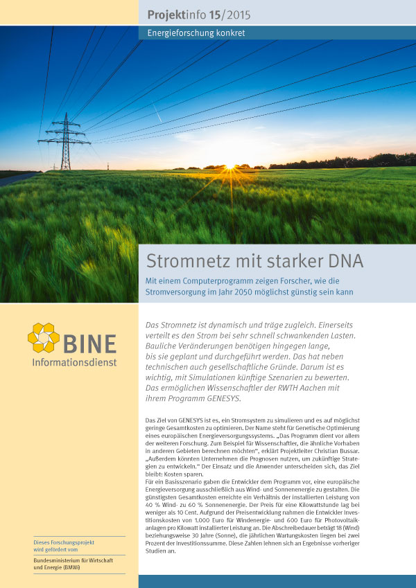 Programm optimiert Szenarien mit Ziel möglichst geringer Gesamtkosten / Cover: BINE