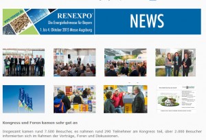 Zum ersten Mal wurde die Energiefachmesse RENEXPO, die vom 1. bis 4. Oktober 2015 stattfand, von der Messe Augsburg veranstaltet. / Pressebilder: RENEXPO