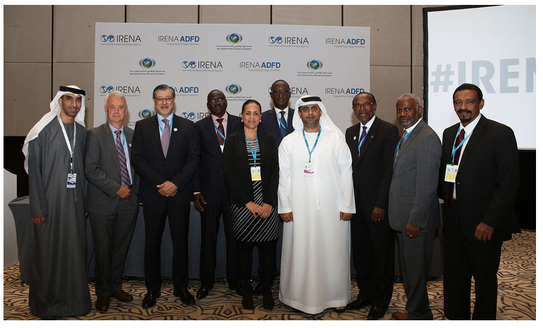 Recipients of project funding and IRENA/ADFD Project Facility representatives