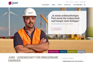 Mit viel Rückenwind, neuen Projekten und dem Relaunch des Internetauftritts startet juwi ins Jubiläumsjahr 2016. Neu ist die Akzentuierung der juwi-Mitarbeiter, die mit ihrer Leidenschaft, Zuverlässigkeit und Erfahrung, juwi zu einem der führenden Projektentwickler für erneuerbare Energien in Deutschland gemacht haben. / juwi