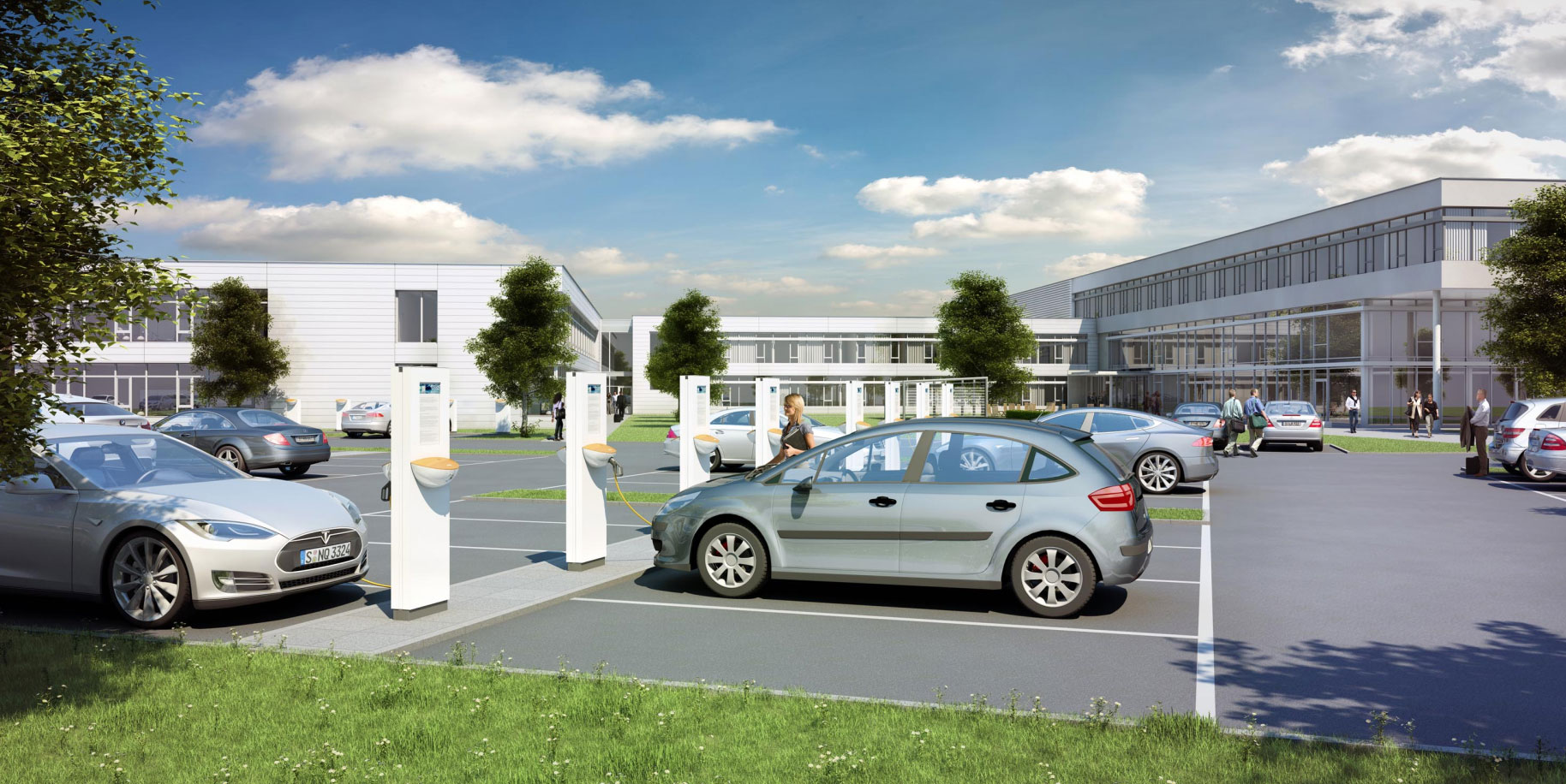 Die Zukunft tankt Strom: So sieht die Stromtankstelle „Wallbox“ von Heldele nach dem sicheren Transport und der anschließende Montage im Einsatz aus. / Pressebild: ratioform/Heldele