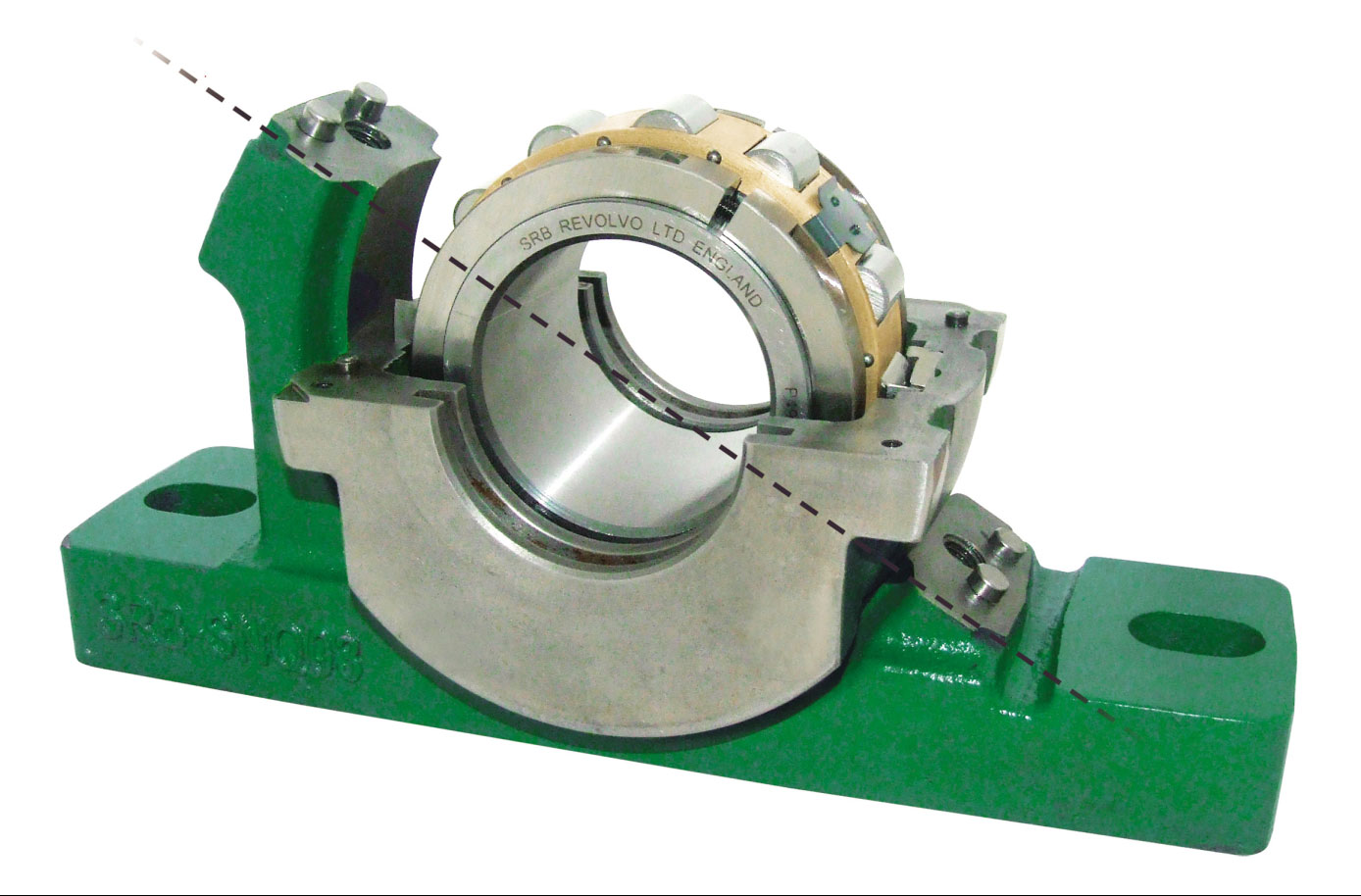 Die Timken® Revolvo Quick-Fit-Serie erleichtert den Einbau von geteilten Gehäuseeinheiten bei Anwendungen mit begrenztem Zugang. Das gewinkelte Design dieser Zylinderrollenlager-Gehäuseeinheit reduziert Montagezeiten um bis zu 90 Prozent, da das zeitwendige Anheben der Welle oder der Ausbau des Antriebs entfallen. / Foto: The Timken Company