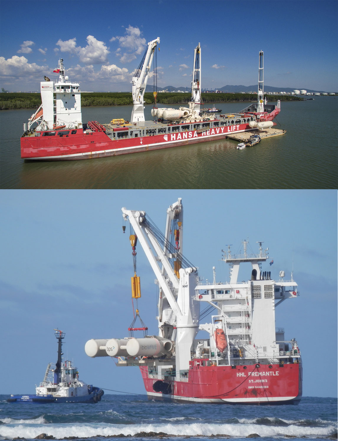 HANSA HEAVY LIFT hilft erfolgreich beim Aufbau eines neuen Wellenkraftwerks / Pressebilder