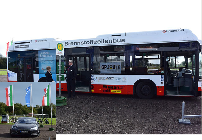 GP Joule macht es praktisch vor und kommt zur HUSUM Wind mit TESLA und Bennstoffzellenbus / Fotos: HB