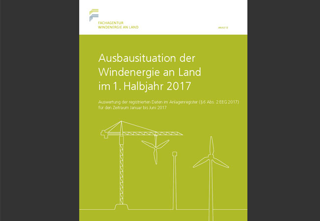 Ausbausituation der Windenergie an Land im 1. Halbjahr 2017