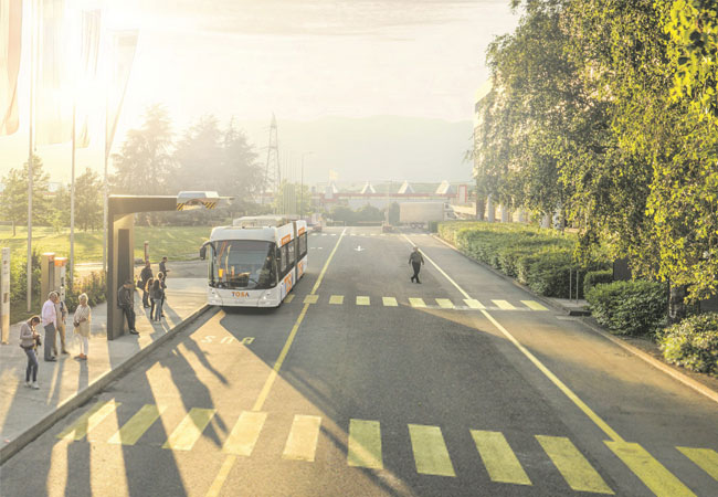 Pressebild: Flash-charging e-bus enabling emission-free public transport