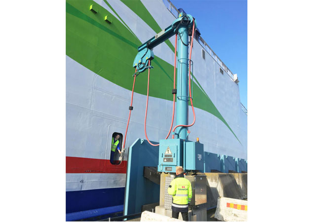 Pressebild: Die neue Landstromanlage für Stena Line im Hafen Trelleborg.