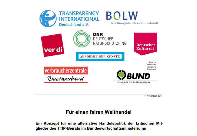 Pressebild: Das Positionspapier "Alternative Handelspolitik"