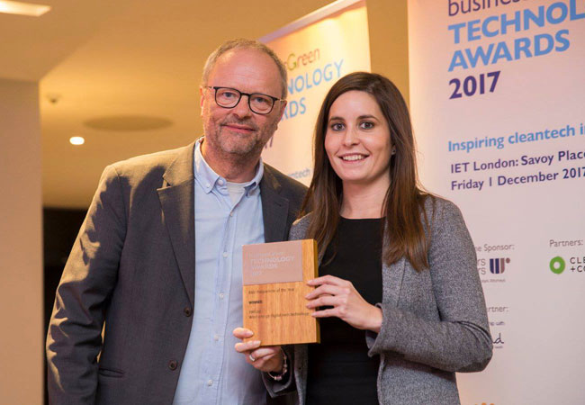 Accompanying photograph shows Angela Angulo of TWI Ltd accepting the R&D Programme of the Year award for WindTwin on behalf of the project consortium.