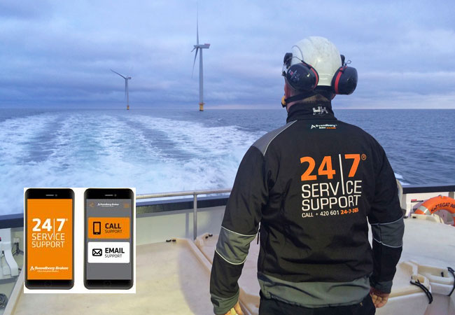Foto 1: Die Svendborg Brakes Service App für Android- und iOS-Geräte bietet Servicetechnikern rund um die Uhr und an jedem Ort der Welt kostenlosen technischen Support per E-Mail oder über eine technische Hotline. Foto 2: Svendborg Brakes hat bereits viele intelligente Brems- und Kupplungslösungen für anspruchsvolle Sektoren wie erneuerbare Energien, Bergbau, Krane sowie Öl und Gas geliefert.