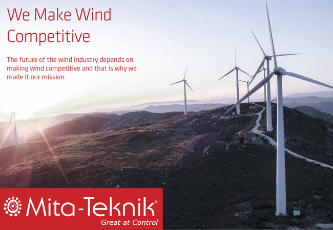 Mita-Teknik ist auf dem Markt für erneuerbare Energien tätig und liefert Hardware und Software für Windkraftanlagen.