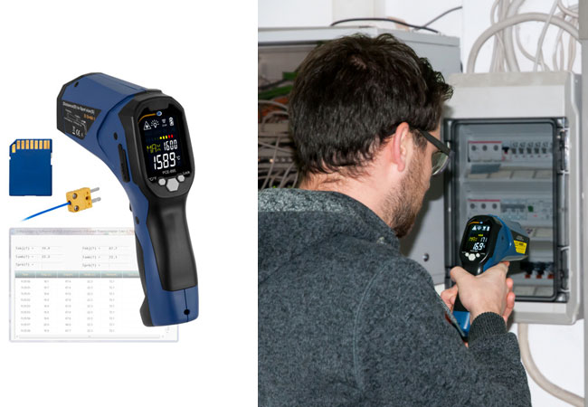 Pressebilder: Bei Wartungsarbeiten und Instandhaltung von Maschinen wird, im Bereich Maschinenräume, Heizung, Lüftung, Klimaanlangen, KFZ, bei elektrischen Anlagen und Schränken, das Kontaktlos-Thermometer besonders gern zur Hilfe genommen.