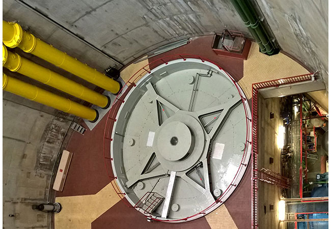 Pressebild: Generator im Kraftwerkshausschacht im Pumpspeicherkraftwerk Vianden in Luxemburg.