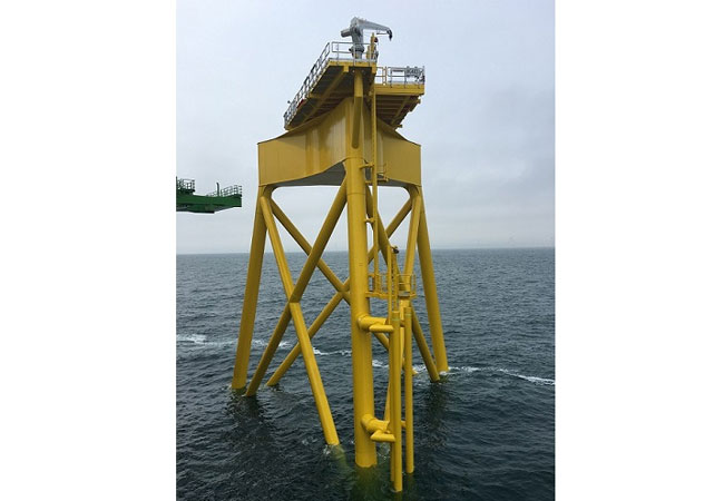 Pressebild: Borkum Riffgrund 2: Erstes Suction Bucket Jacket-Fundament installiert