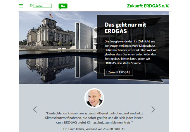 Internetauftritt: Zukunft ERDGAS e.V.