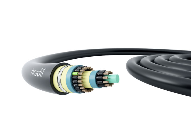 PB: HRADIL RINA certified offshore-control cable HB44®, 30x1.5 mm2 for explosion-hazard areas according to IEC 60079-14. / Copyright: Hradil Spezialkabel GmbH