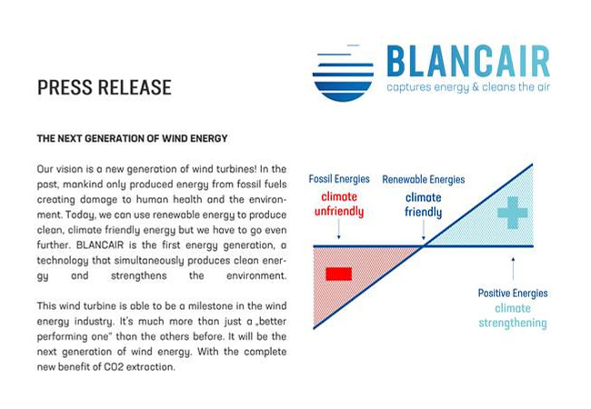 Pressebild: The Next Generation of Wind Energy / © 2018 Copyright by BLANCAIR