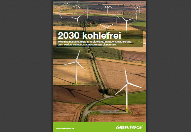 Pressebild: Deutschland kann bis 2030 nahezu vollständig aus der Verbrennung von Kohle ausstiegen, ohne dass die Stromversorgung gefährdet ist. Nur so erreicht das Land seine Klimaziele. Wie das genau geht, berechnet die Studie des Fraunhofer-Instituts im Auftrag von Greenpeace.