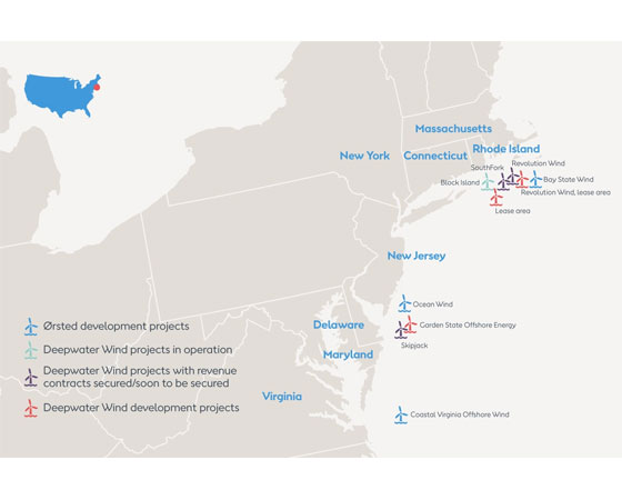 Pressebild: Ørsted and Deepwater Wind offshore wind assets