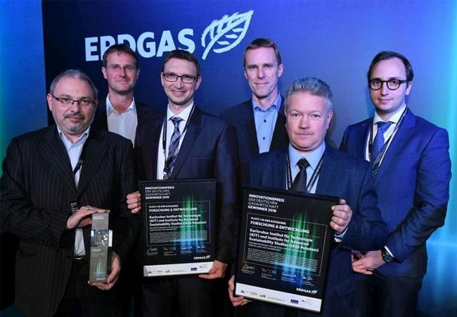 PB: Die Preisträger des Innovationspreises der Deutschen Gaswirtschaft 2018 aus dem KIT und dem IASS in Potsdam / (Foto: Claudius Pflug)