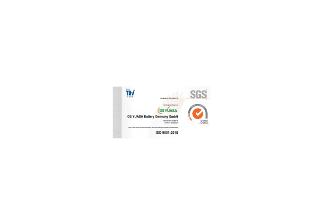 PB: GS YUASA ist nach ISO 9001:2015 zertifiziert