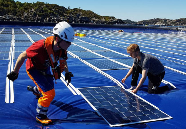 PB: Die schwimmende Solaranlage im Trampolin-Stil von Ocean Sun im Vergleich Bildnachweis: Ocean Sun