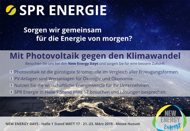 PB: Die SPR Energie kalkuliert Renditeerwartung durch Photovoltaik für Unternehmen im Rahmen der New Energy Days.