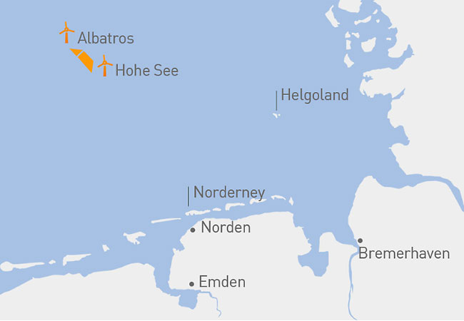 Pressefoto: BU: Lageplan Hohe See und Albatros / © EnBW