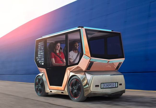 PB: Bildunterschrift: Auf der MES Expo 2019 wird der autonom fahrende "microSNAP" von der Firma Rinspeed vorgestellt - Elektromobilität vor dem Durchbruch. Weiterer Text über ots und www.presseportal.de/nr/6600 / Die Verwendung dieses Bildes ist für redaktionelle Zwecke honorarfrei. Veröffentlichung bitte unter Quellenangabe: "obs/Messe Berlin GmbH/Dingo Photos" Bildrechte:Messe Berlin GmbHFotograf:Dingo Photos