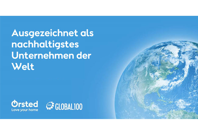 PB: Ørsted als weltweit nachhaltigstes Unternehmen ausgezeichnet
