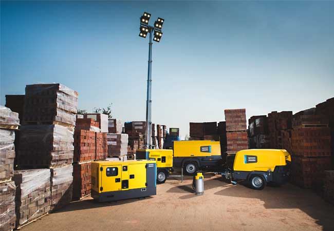 zuvor. Im Bild ein Ausriss aus dem Produktportfolio der Energietechnik, mit Lichtmasten, fahrbaren Kompressoren, Stromerzeugern und Pumpen. (Bild: Atlas Copco)