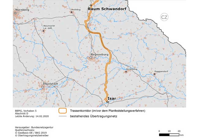 PB: Der Abschnitt ist Teil des Vorhabens 5 und reicht vom Raum Schwandorf bis zum jetzigen Kernkraftwerk Isar. Er liegt vollständig in der Regelzone des Über­tragungs­netzbetreibers TenneT, der die Bundes­fachplanung jedoch (wie bei den anderen Abschnitten auch) gemein­sam mit 50Hertz beantragt hat.