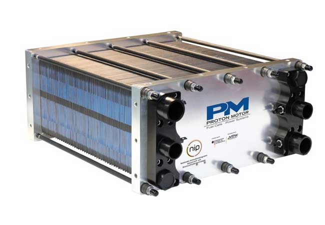 PB: Beispiel eines Brennstoffzellenstacks. Copyright: Proton Motor Fuell Cell GmbH