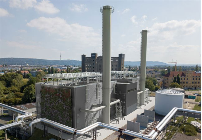 PB: Power plant to be engineered, procured and constructed by Wärtsilä in Dresden-Reick, Germany, will deliver up to 90 MW of electrical and 84 MW of district heating output for the city of Dresden. Image courtesy of DREWAG.