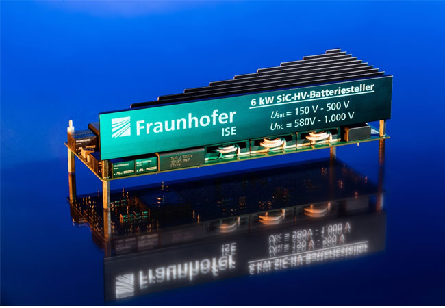 PB: Optimiertes Batterieladegerät für eine Hochvoltbatterie mit 6 kW Nennleistung. / © Fraunhofer ISE