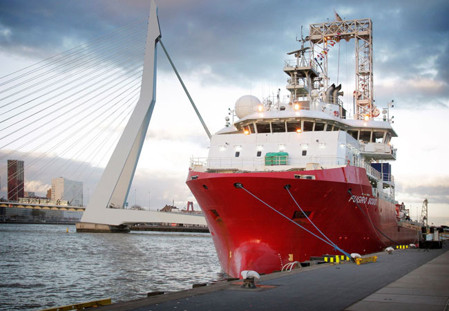 PB: Caption: Fugro has mobilised the Fugro Scout to perform surveys and sampling on their latest site characterisation campaign for Vattenfall off the coast of Norfolk, UK=