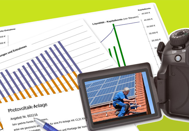Bilderunterschrift: Das Angebot für eine Photovoltaikanlage soll auch Laien eine möglichst genaue Vorstellung des Solarstromgenerators vermitteln. Was in ein professionelles Angebot gehört haben wir zusammengestellt / © PantherMedia