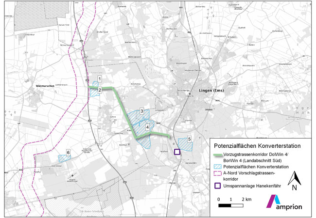 PB: Amprion stellt mögliche Konverterstandorte für Offshore-Projekte DolWin4 und BorWin4 vor