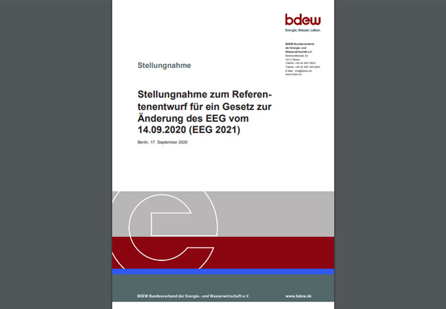 PB: Stellungnahme zum Referentenentwurf für ein Gesetz zur Änderung des EEG vom 14.09.2020 (EEG 2021)