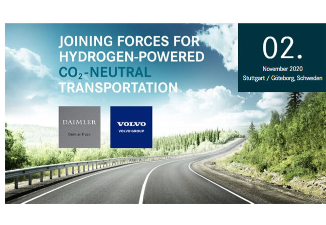 PB: "Joining Forces for Hydrogen-Powered CO2-Neutral Transportation”: Volvo Group und Daimler Truck AG unterzeichnen verbindliche Vereinbarung für neues Brennstoffzellen-Joint Venture