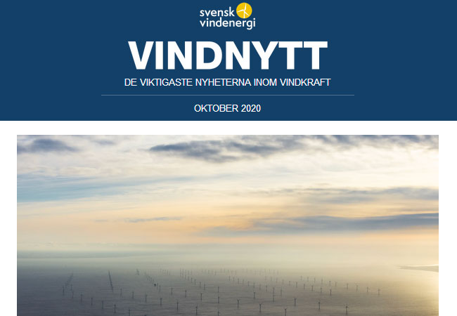 PB: DE VIKTIGASTE NYHETERNA INOM VINDKRAFT / OKTOBER 2020