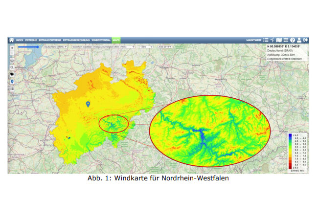 PB: Windkarte für Nordrhein-Westfalen