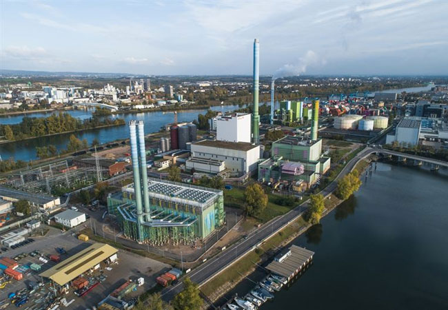 PB: Aerial image of Kraftwerke Mainz-Wiesbaden AG power plant in Mainz, Germany, delivered by Wärtsilä. © Wärtsilä Corporation