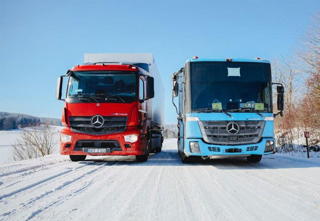 PB: Kältetest im Klimawandel: Mercedes-Benz Lkw im Wintertest: eActros und eEconic treffen auf Väterchen Frost