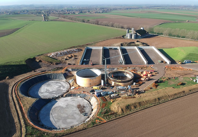 PB: Plant for biogas upgrading in the Walloon region of Belgium under construction. A project of the French plant manufacturer Prodeval on behalf of the Belgian company Biométhane du bois d'Arnelle.