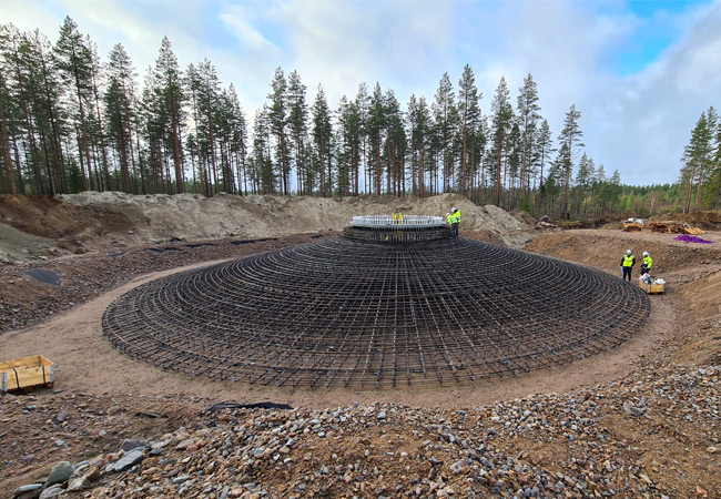 PB: Fundamentbauarbeiten im finnischen Windpark Konttisuo. Foto: © Energiequelle