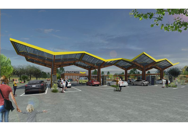 PB: Fastned fast charging station with 16 chargers / Standorte wichtiger als Subventionen: Der Schlüssel zur Schnellladeinfrastruktur ist der Zugang zu autobahnnahen Grundstücken