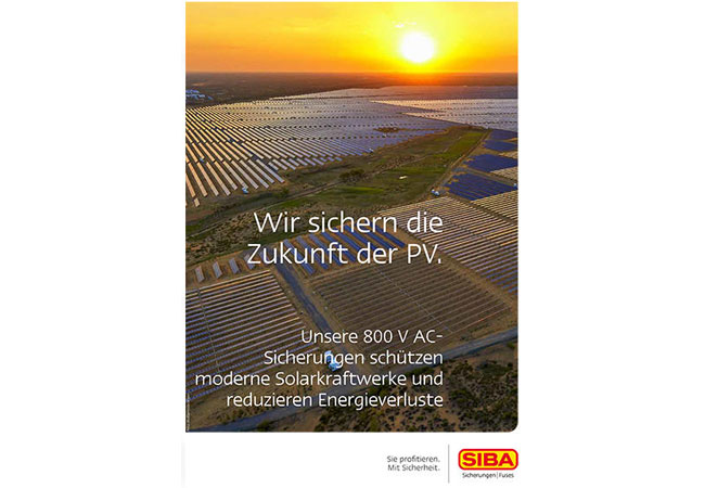 PB: Moderne Wechselrichter sind auf AC-Betriebsspannungen von 800 V und mehr ausgelegt. Dafür bietet SIBA die richtigen Sicherungen.